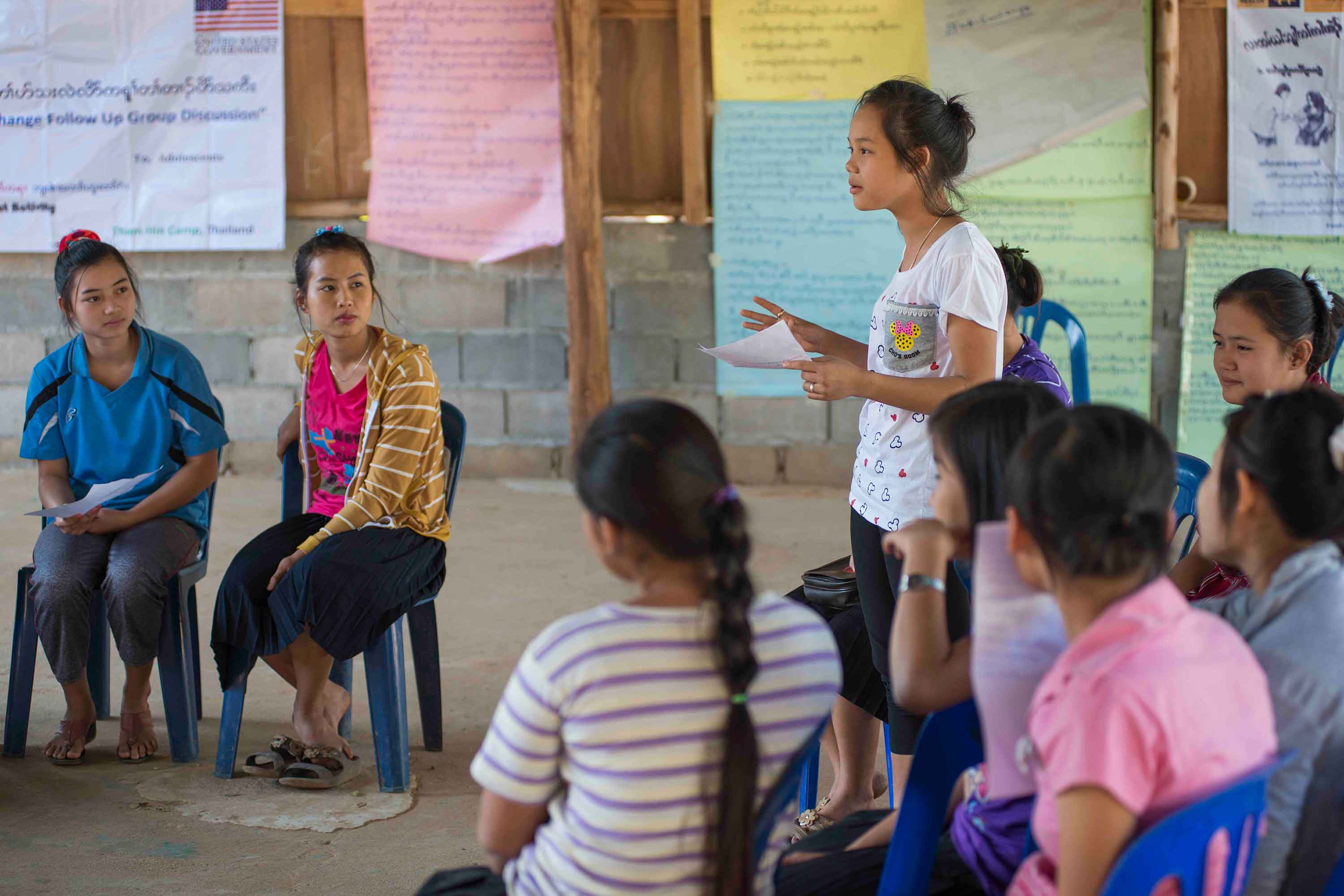 Youth girls attending an IRC cultural education workshop in Thailand